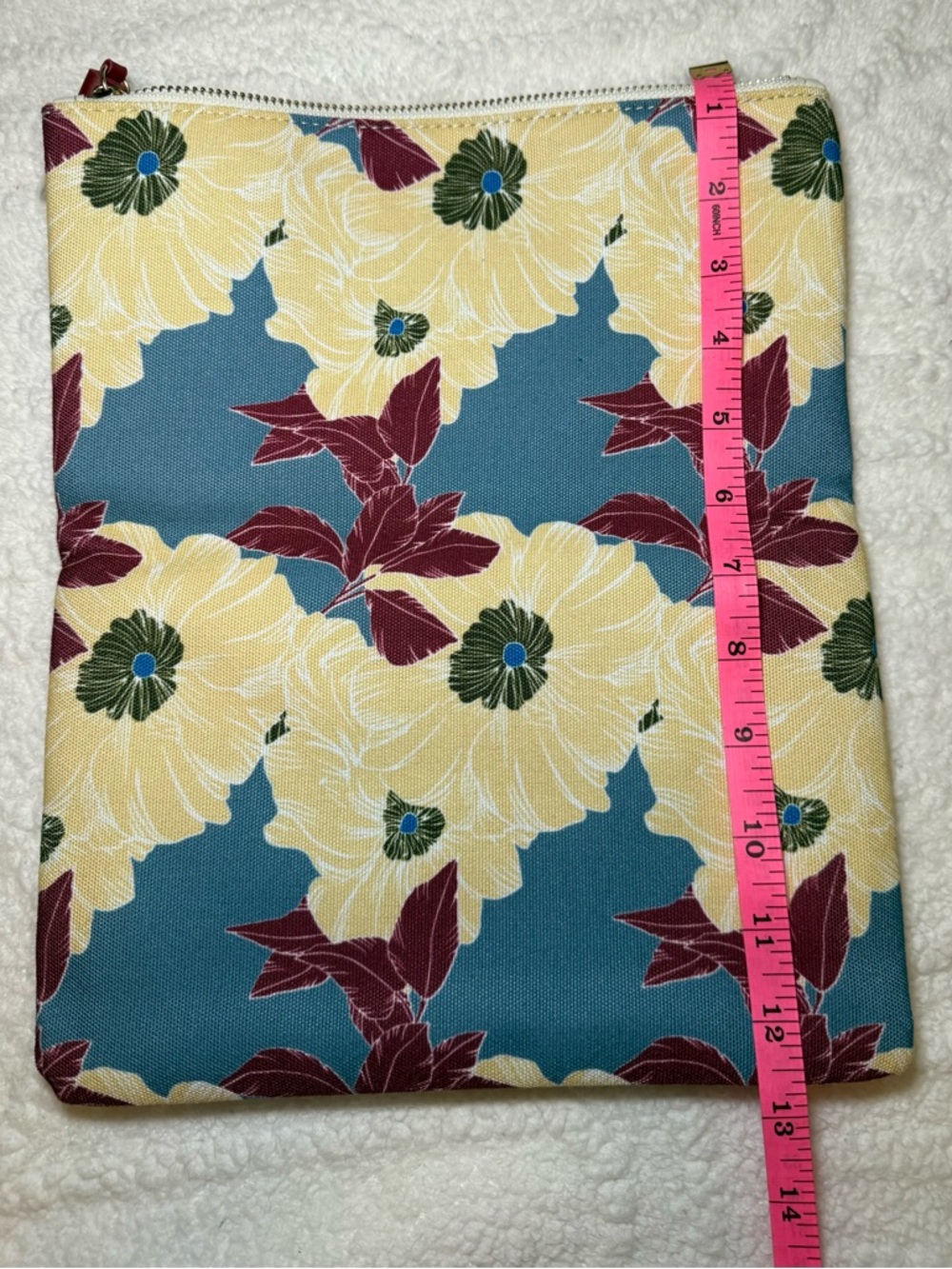 Rachel Pally Floral Canvas Zip Pouch - Teal, Yellow & Burgundy - Picture 2 of 10